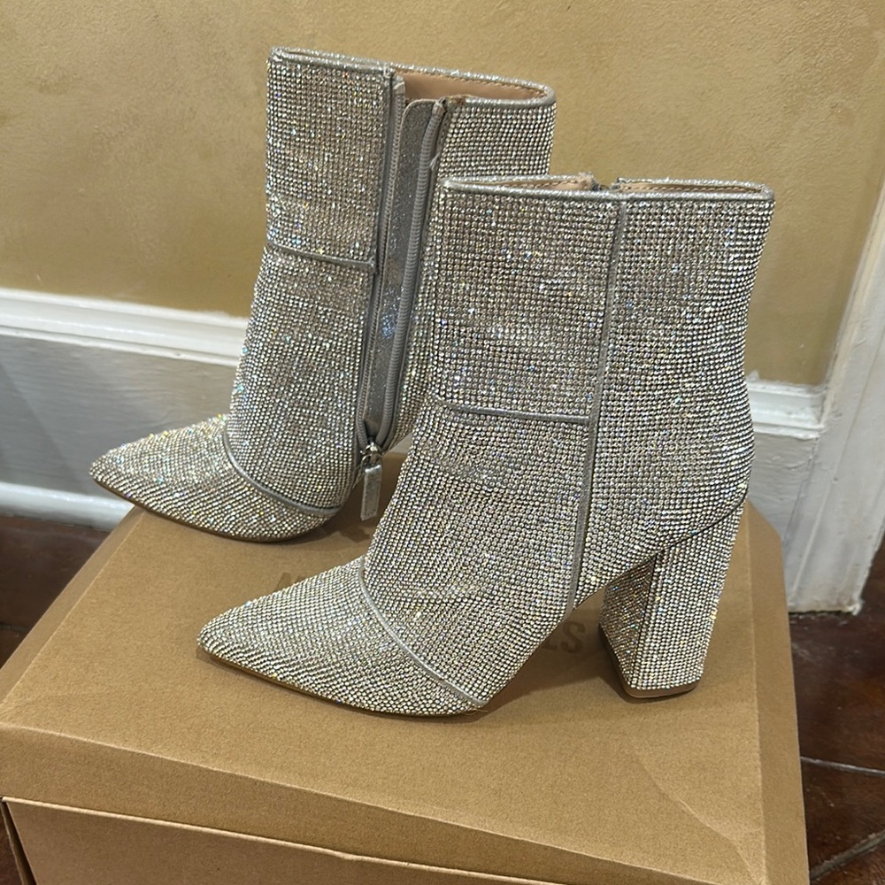 Steve Madden Silver Sparkle Heeled Boots
